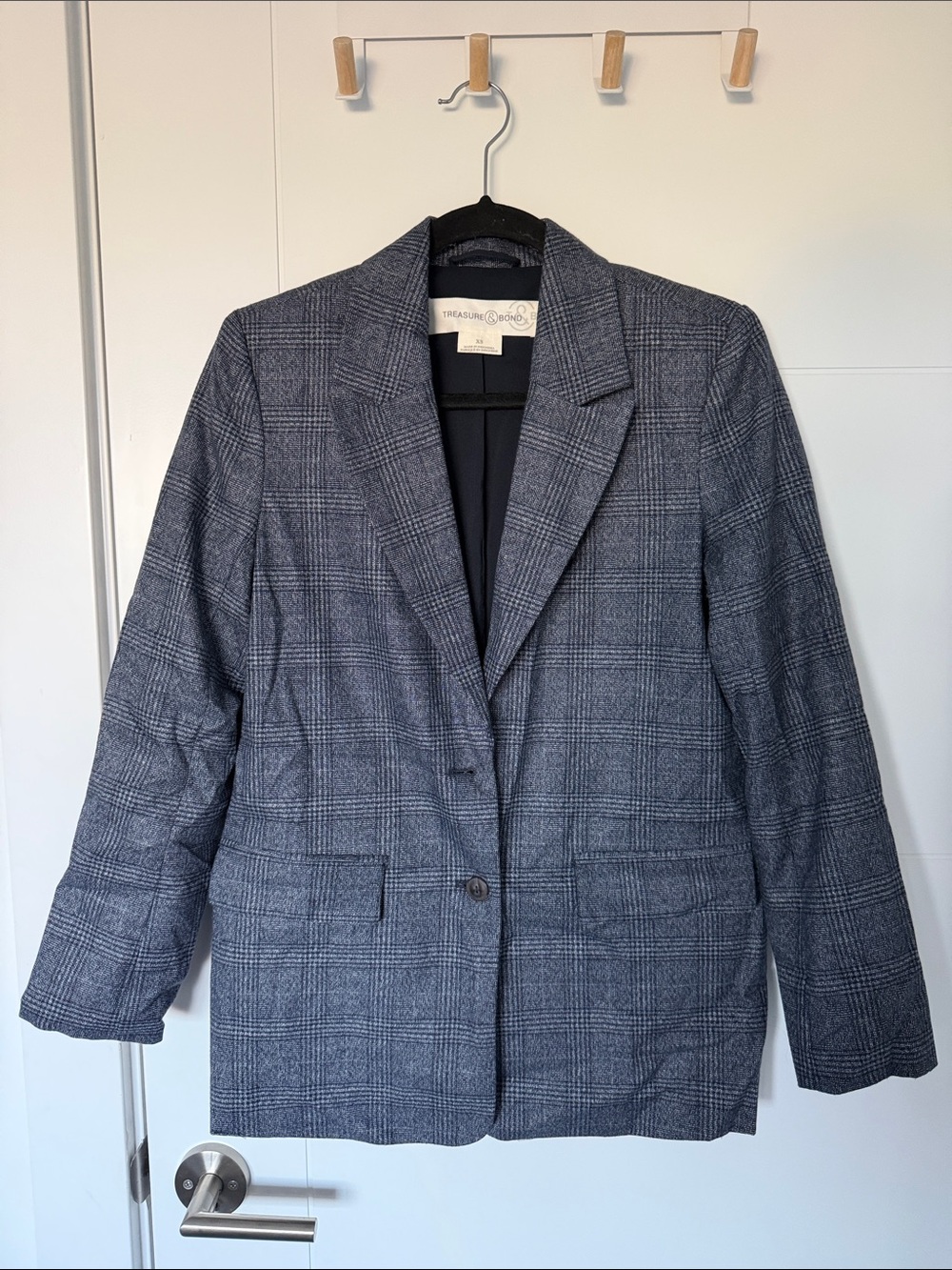 Treasure & Bond Women's Charcoal Plaid Blazer